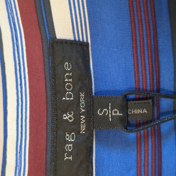 RAG & BONE Silk Felix Stripe Silk Blouse with Popover Waist Tie - S - Picture 3 of 8